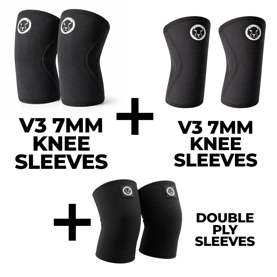 Complete Knee Sleeve Bundle - 7mm + 5mm + 3mm Double Ply