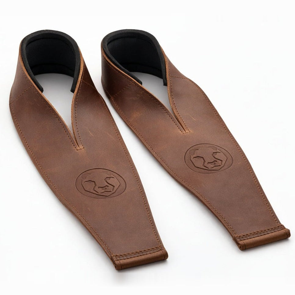 Mammal leather Olympic weightlifting straps, front view