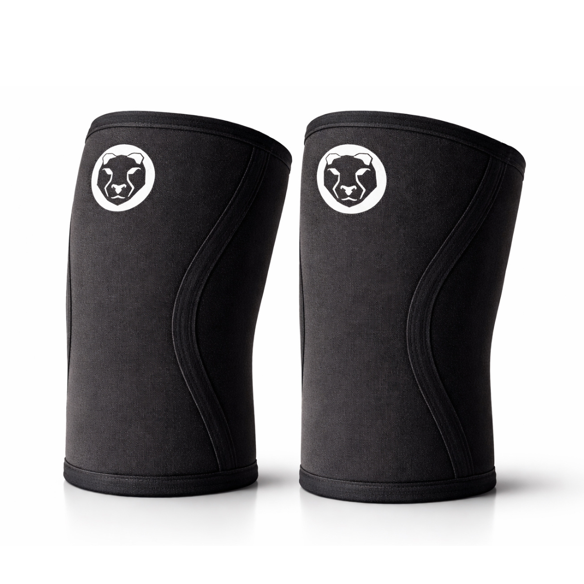 Pair of Mammal Strength V3 5mm elbow sleeves made from black neoprene, designed for compression, support, and warmth during pressing and upper-body training
