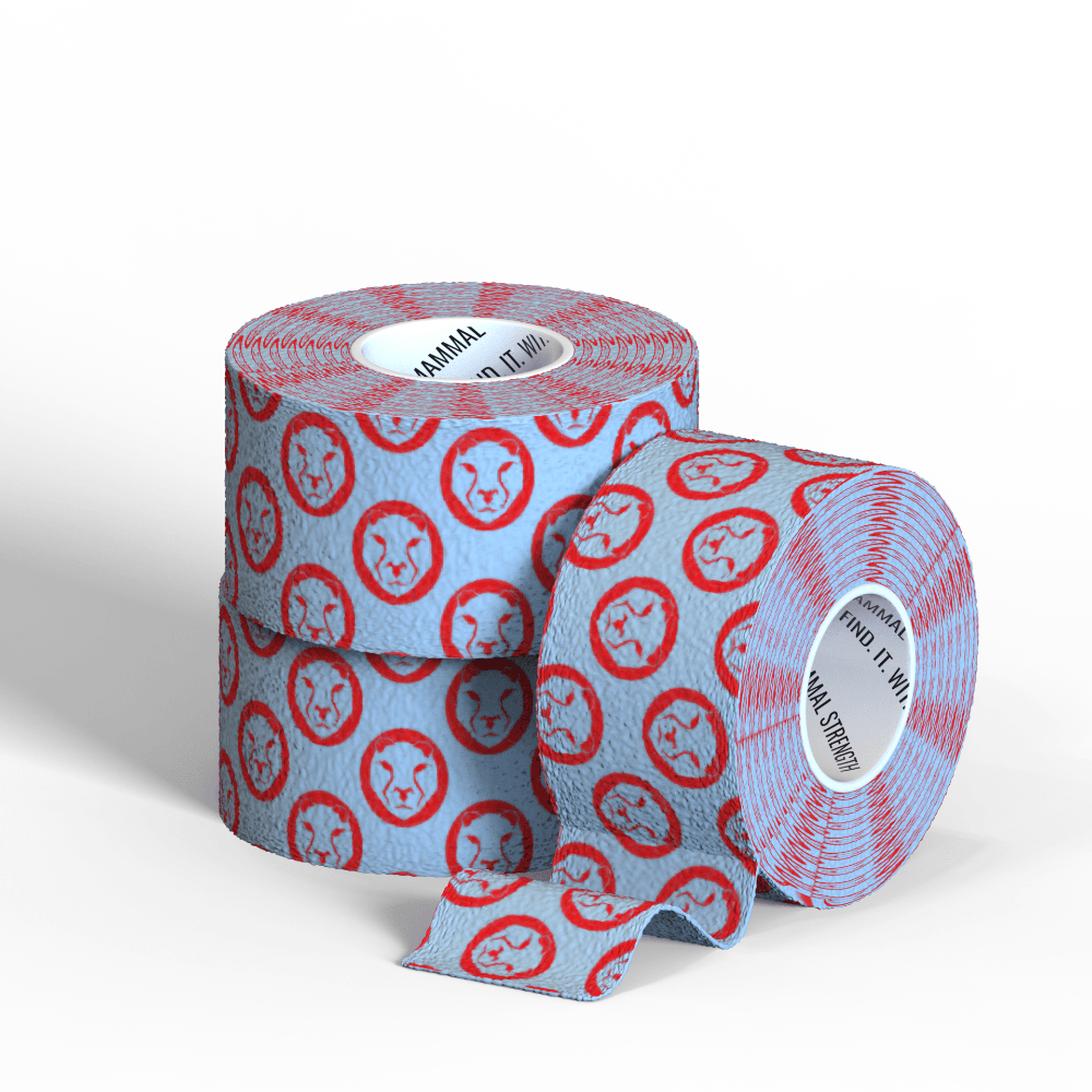 Wholesale weightlifting thumb tape 7m Spec 2.0 blue and red per roll – Mammal Strength