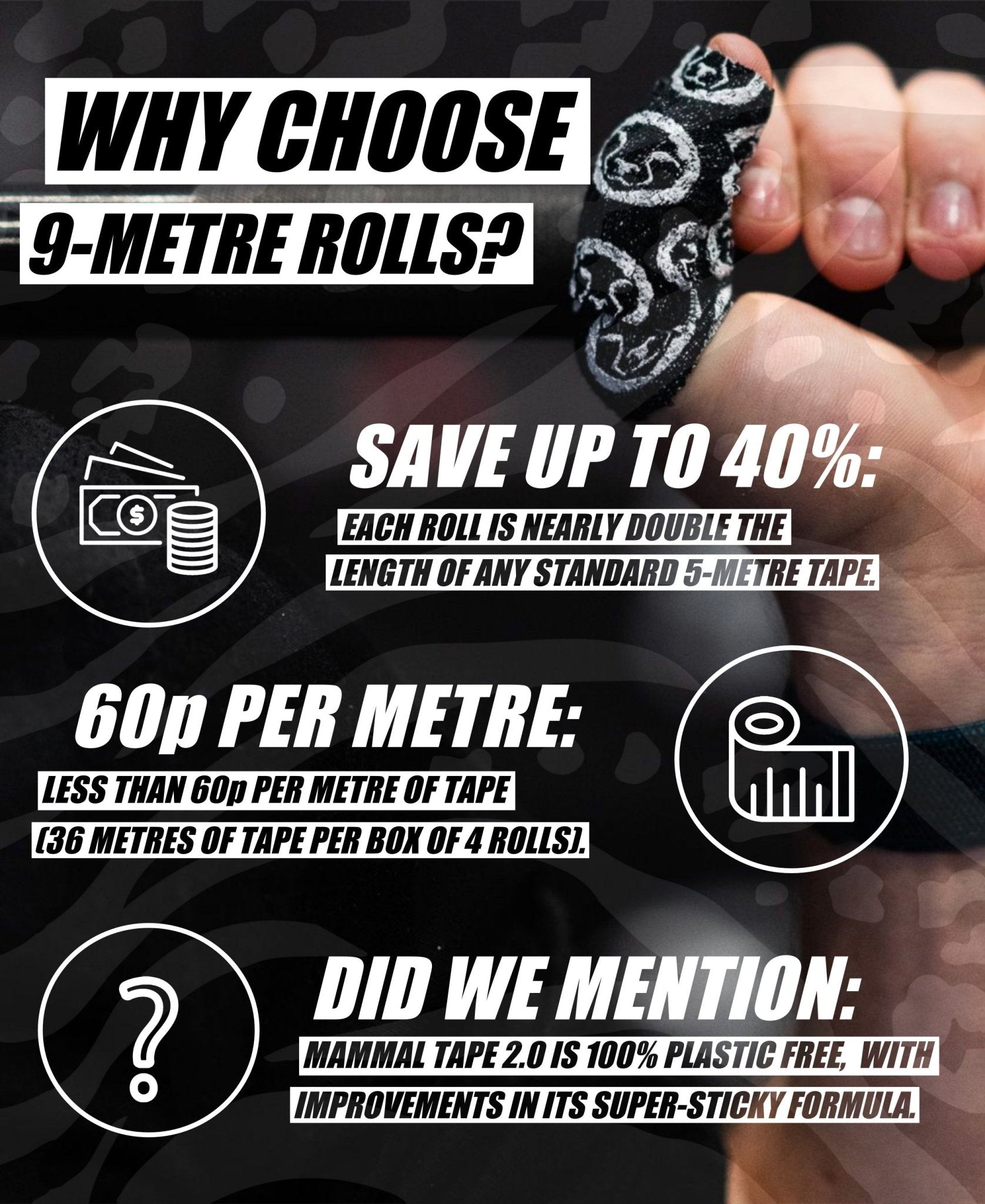 Mammal Tape - 9 - Metre - 2.0 Spec (per roll) - Mammal Strength