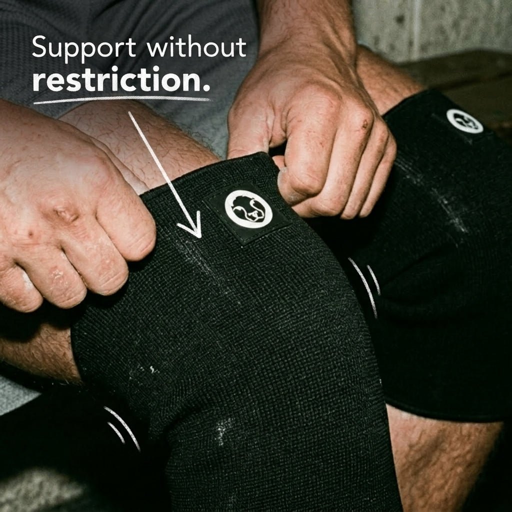 Mammal 3mm Double Ply Knee Sleeves feature callout diagram with arrow annotation