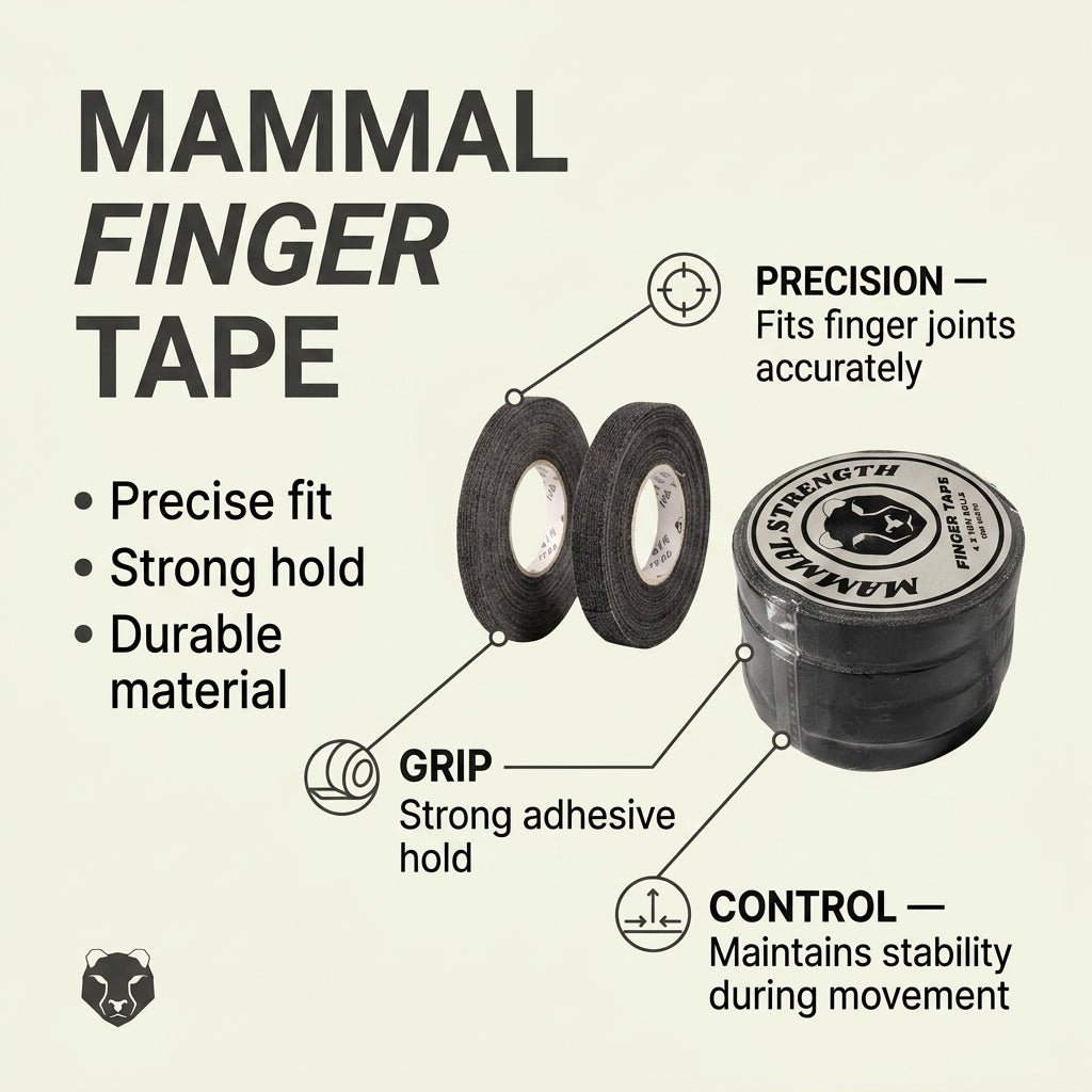Mammal Finger Tape zinc oxide 4-pack, performance benefits infographic