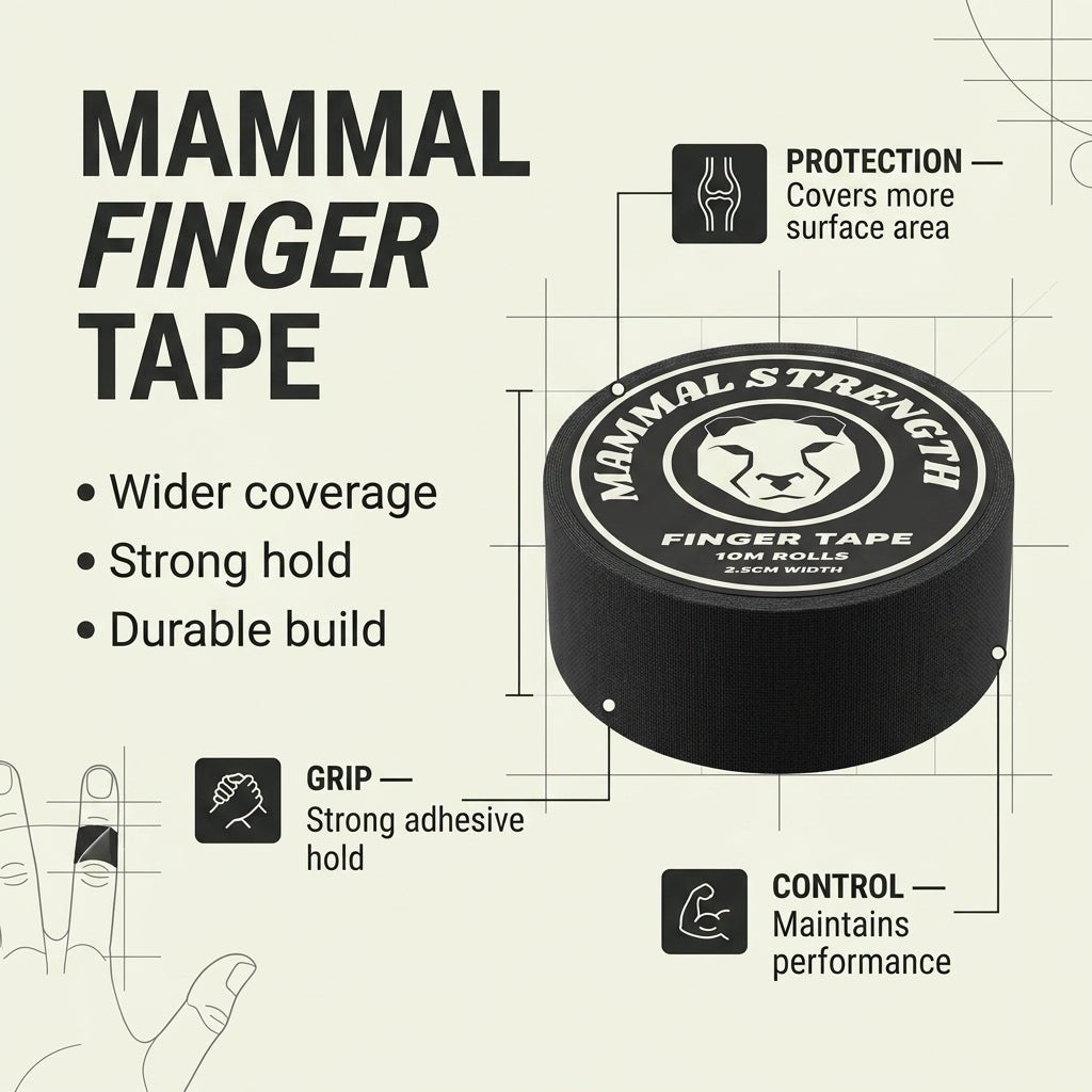 Zinc oxide finger tape 10m x 2cm for BJJ jiu-jitsu and climbing support – Mammal Strength