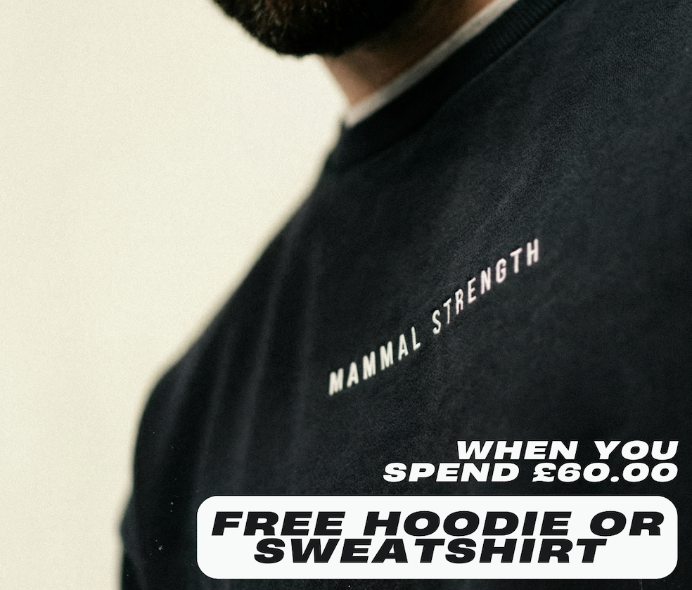 Mammal Strength hoodie promotion offering a free hoodie or sweatshirt when spending £60
