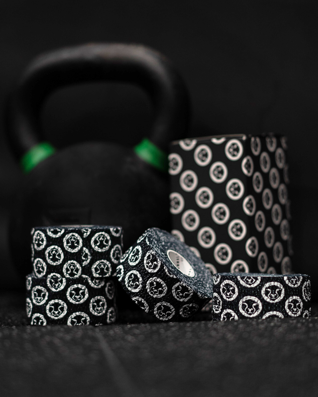 Black and white weightlifting tape product shot