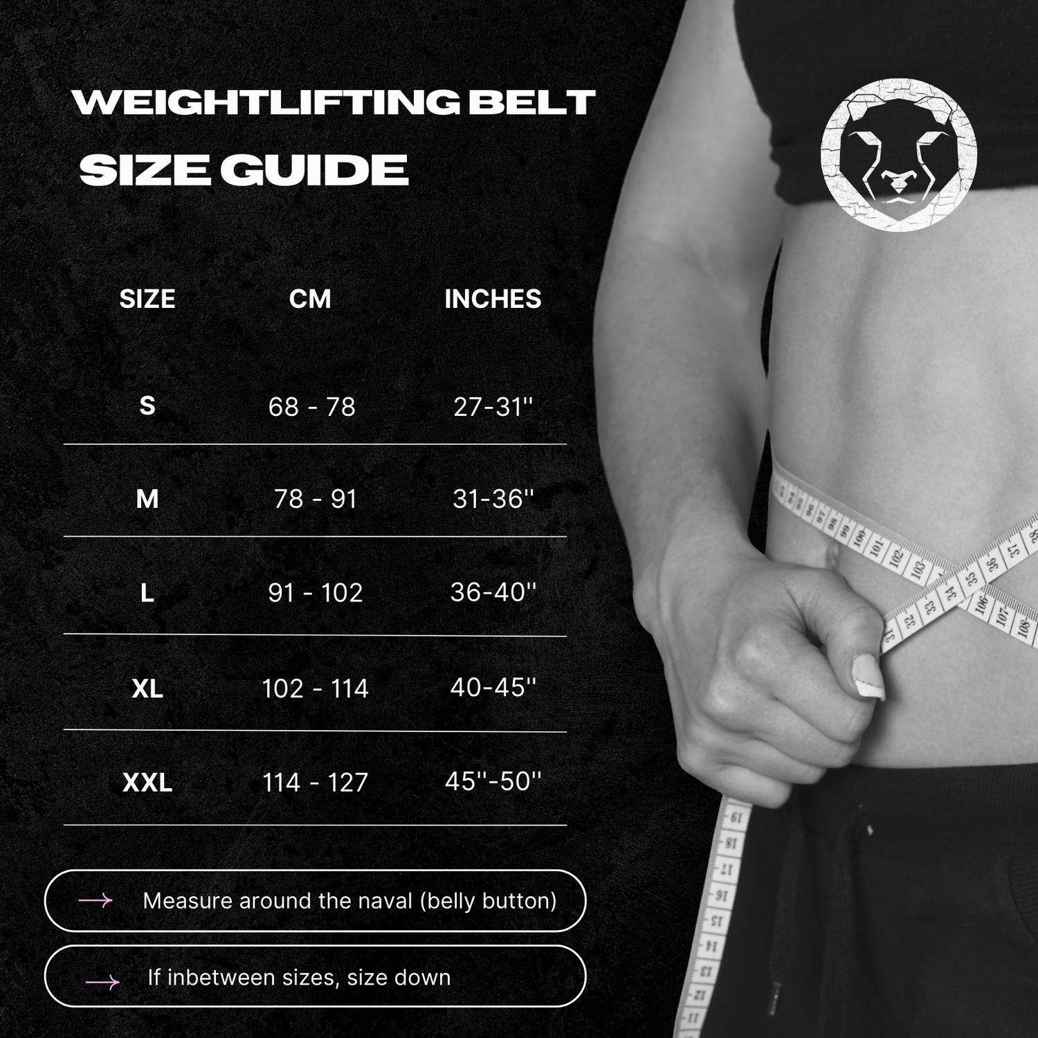 Durable Mammal Strength 4-inch Nylon Weightlifting Belt for secure core support during heavy lifts - size guide