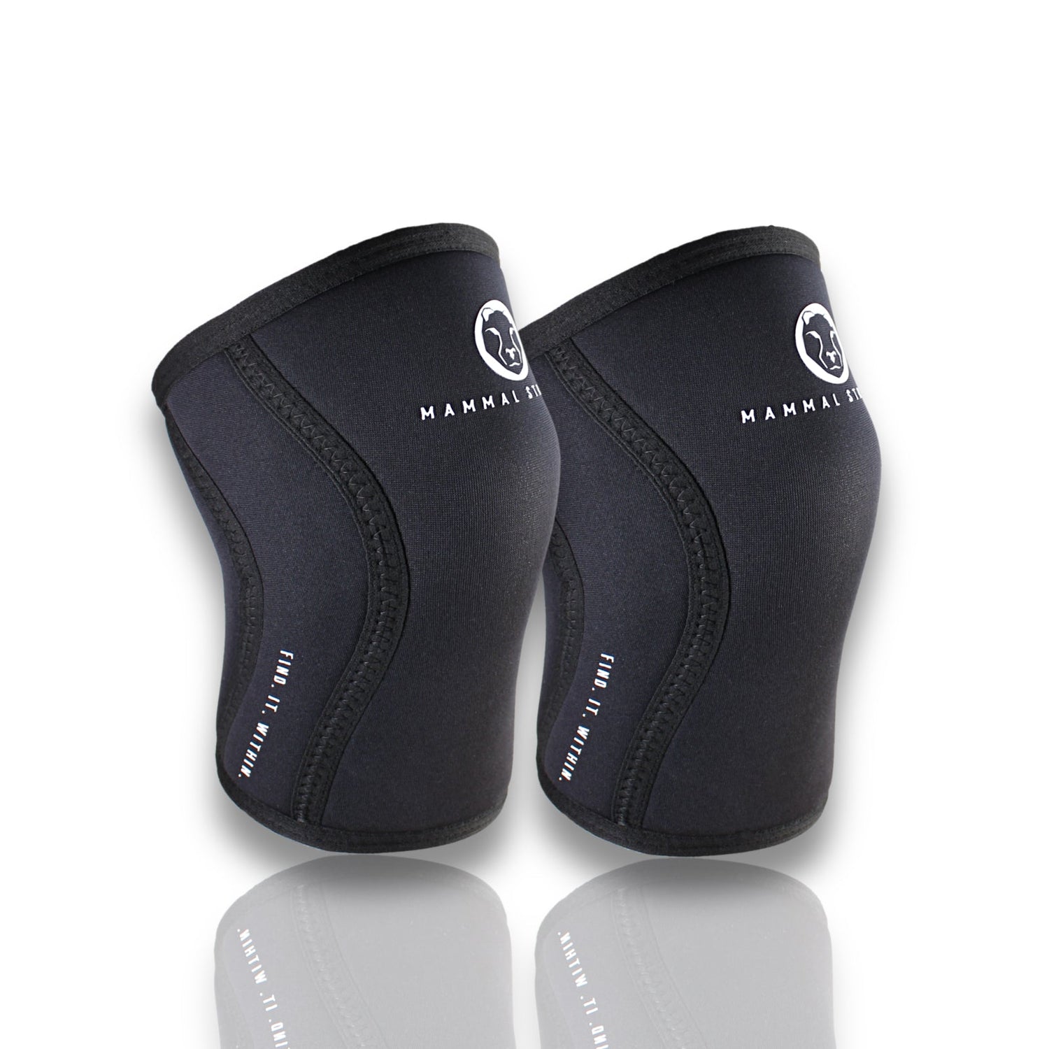 Mammal Strength Knee Sleeves V2 - 7mm Neoprene Knee Compression Support  Sleeves - Black (Pair)