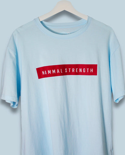 Mammal Strength Blue Block Print Tee - Mens/Unisex - Mammal Strength 