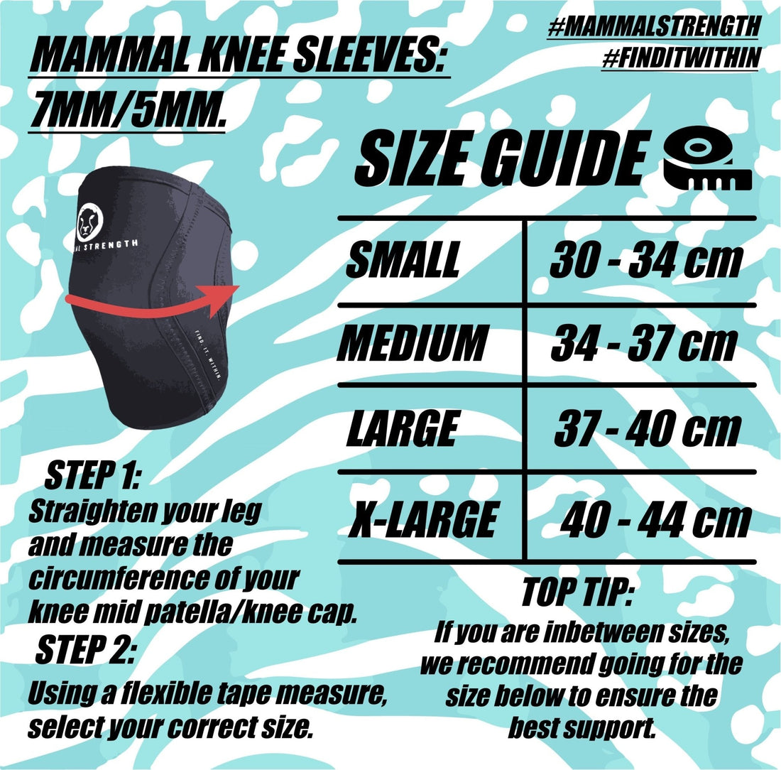 V1 7mm neoprene Mammal print knee compression sleeves for weightlifting – Mammal Strength